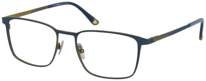 Titanbrille mit Magnetclip Modell 40093 dunkelblau auf oliv matt